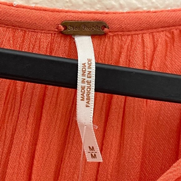 Free People Women’s Wild Horses Embroidered Dress in Persimmon- Coral … - Picture 7 of 9